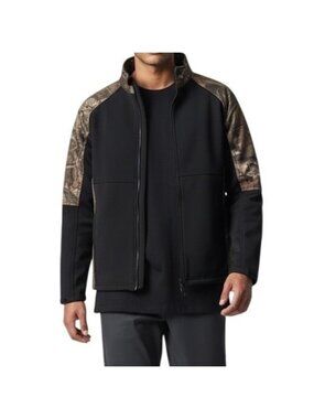 Yukon Gear Mens Full Zip Softshell Jacket Black Camo Hunting Outdoor Size M